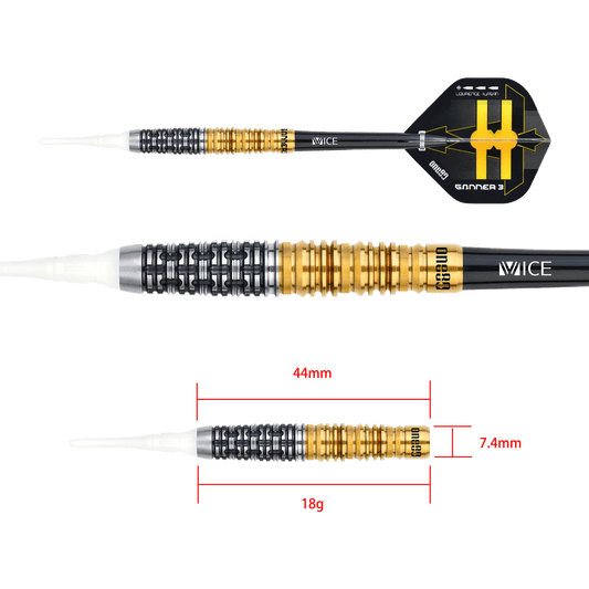 One80 Gunner III Softdart 18g schwarz/gold