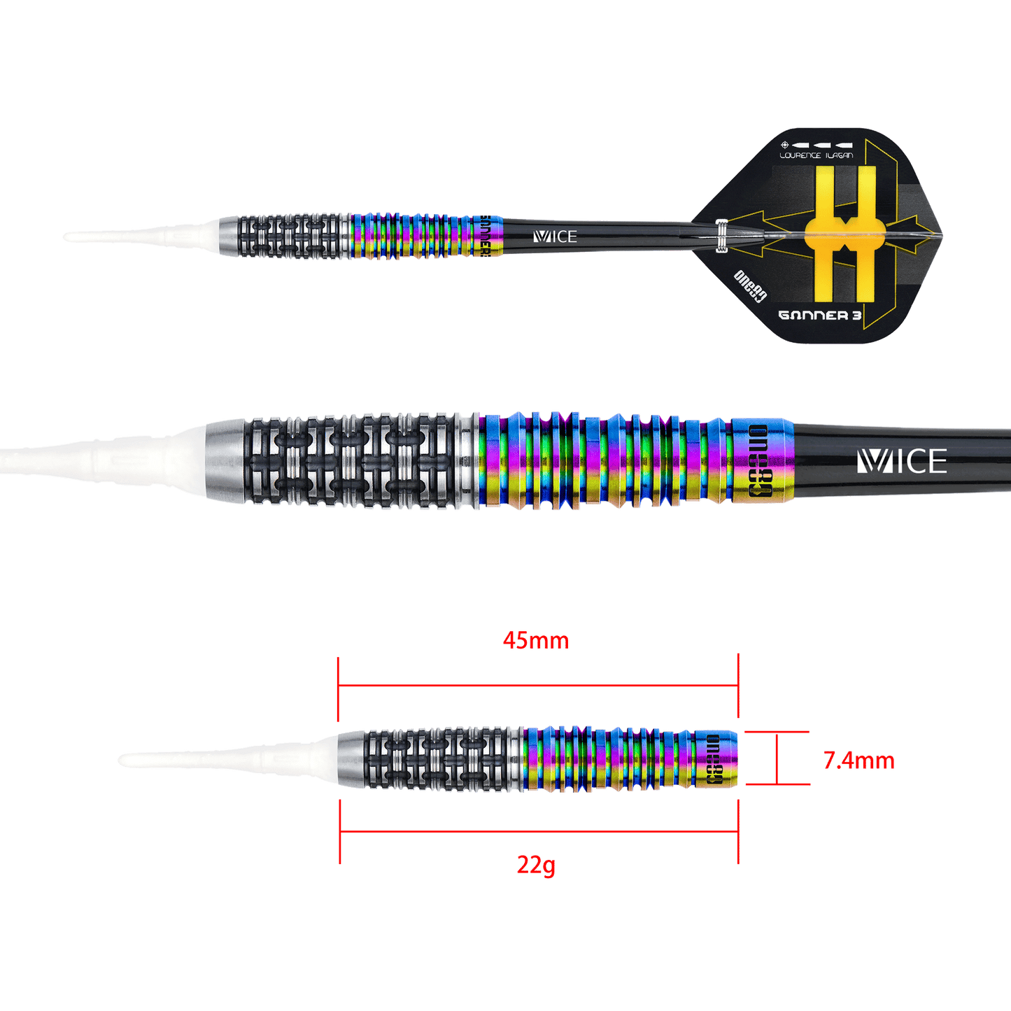 One80 Gunner III Ilagan Softdart Black/Chameleon 22g