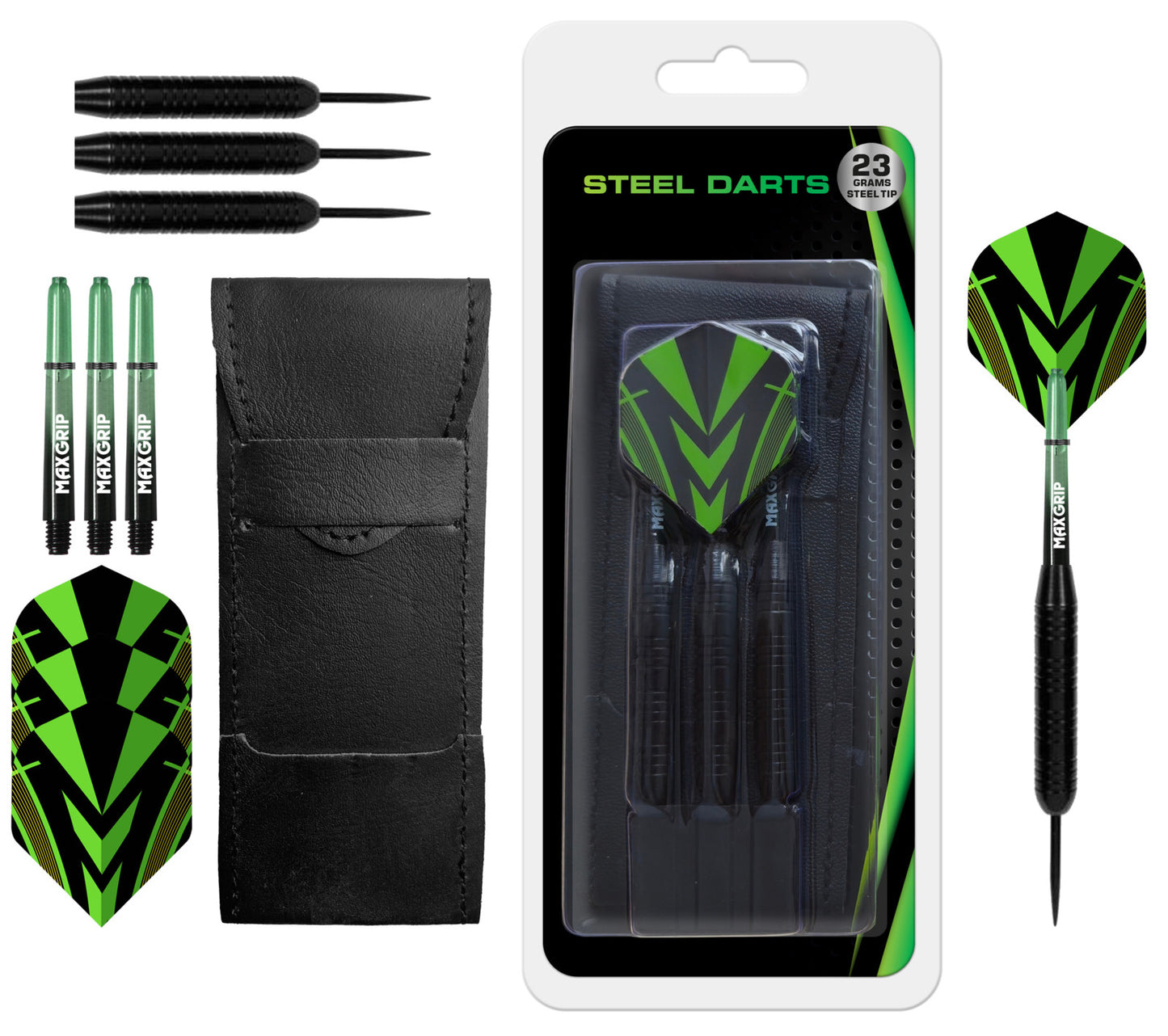 XQMax black coated Brass Darts 23g Set
