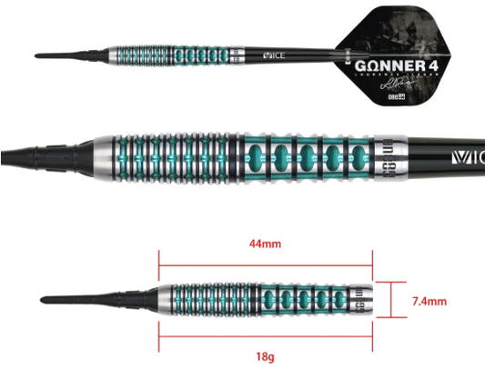 One80 Gunner 4 Softdart 18g - Black&Jade
