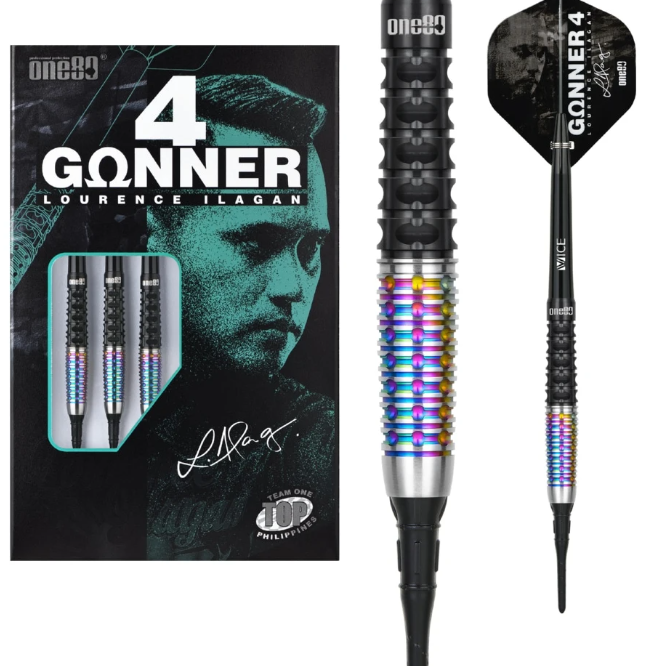 One80 Gunner 4 Softdart 22g - Black&Rainbow