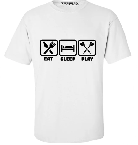 T-Shirt Humor Eat Sleep Play Darts - weiß