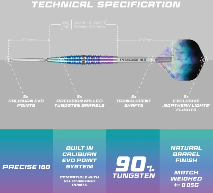 Precise180 Northern Lights Steeldart