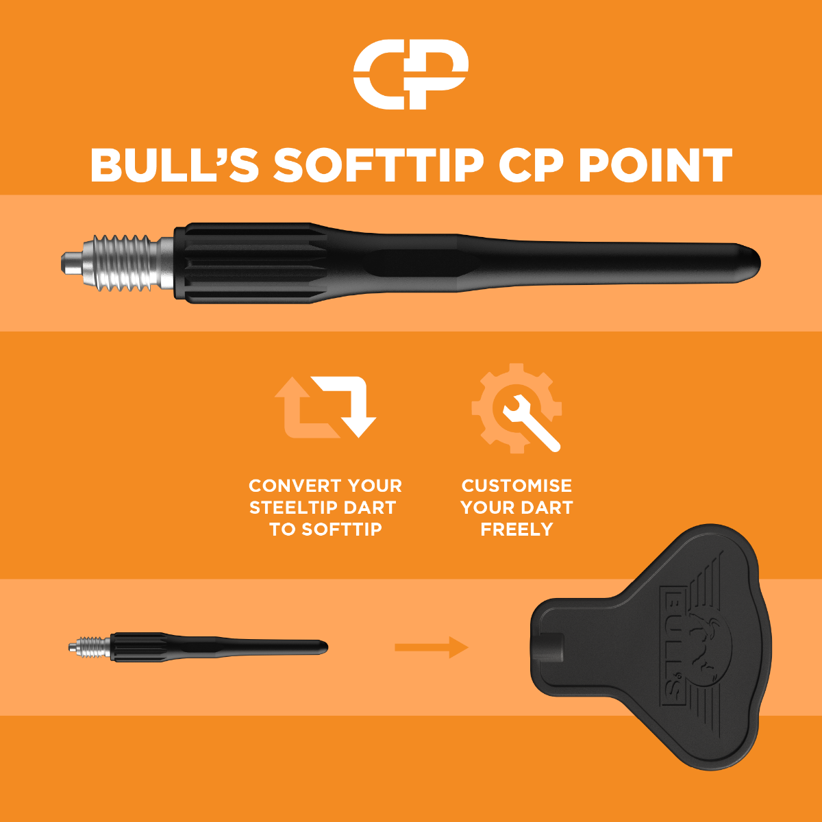 Bull's CP Points Softtip Black 25mm 15 pcs