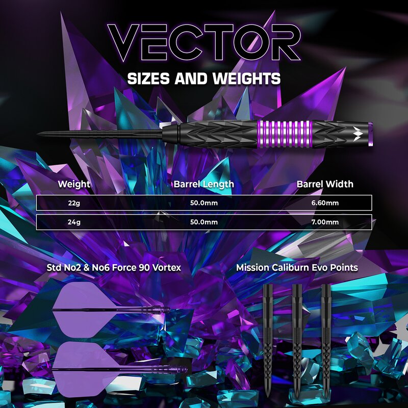 Mission Vector 95% mit Caliburn EVO System Steeldart