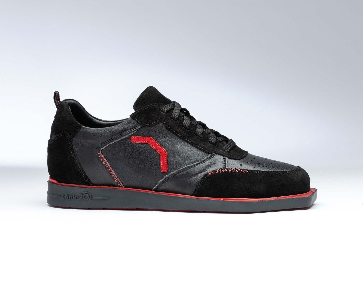 Triple20 Dartschuhe Vollleder schwarz-rot