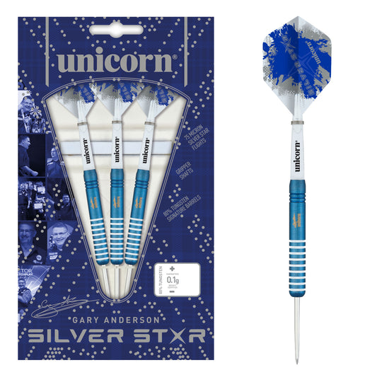 Unicorn Silver Star Blue Gary Anderson Steeldart