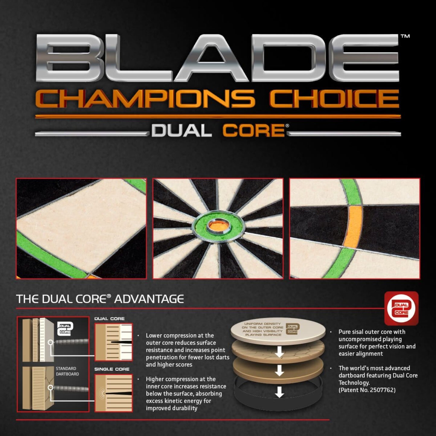 WINMAU Blade Champions Choice - Dual Core Steeldartboard