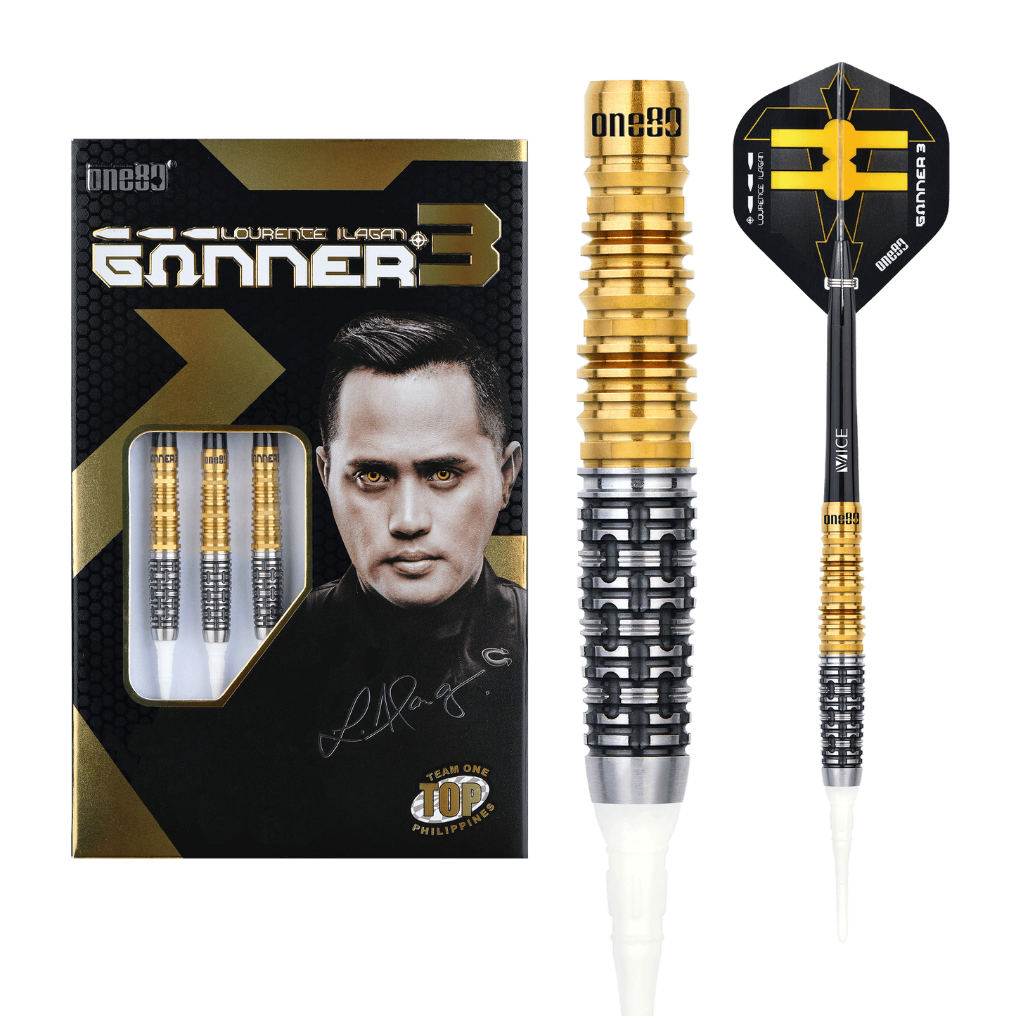 One80 Gunner III Softdart 18g schwarz/gold