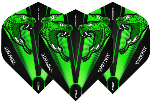 RedDragon Hardcore Peter Wright Snakebite Green Transparent Dart Flights