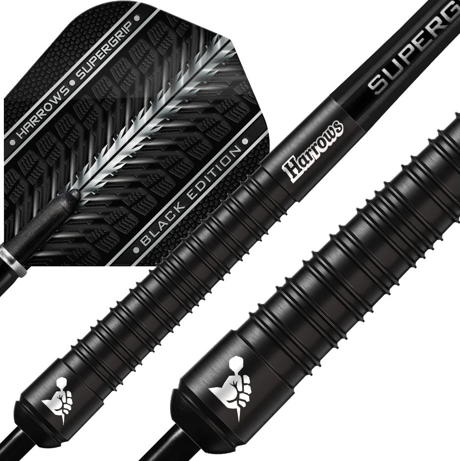 Harrows Supergrip Black Edition - 90% Steeldarts