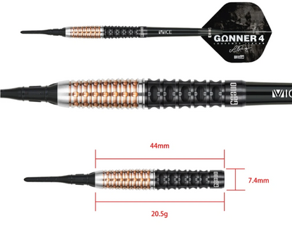 One80 Gunner 4 Softdart 20.5g - Black&Rosegold