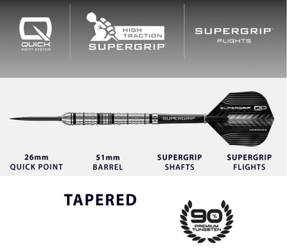 Harrows Supergrip Tapered Quick Point Steeldarts