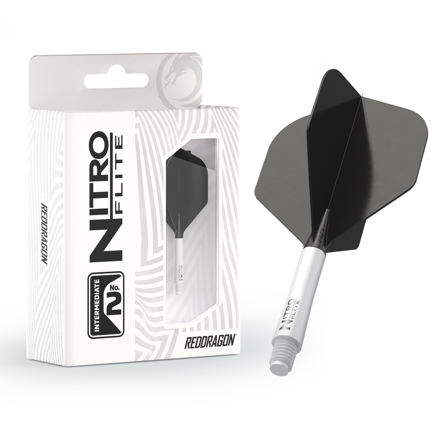 RedDragon Nitro Flite - Integrated Flight and Shaft White & Black No2